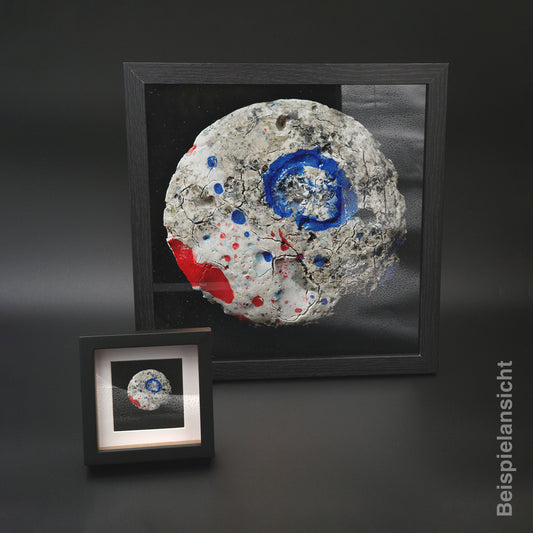 Rundbild im Set mit Druck Schwarz Weis Rot Blau Kringel