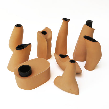Vase natur/schwarz 05