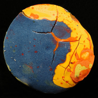 Rundbild im Set mit Druck Orange Blau