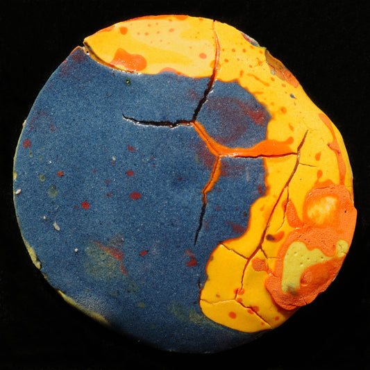 Rundbild im Set mit Druck Orange Blau