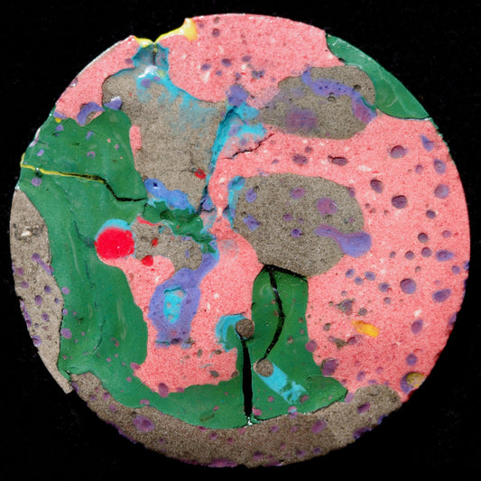 Rundbild im Set mit Druck Rot Rosa Grün Grau