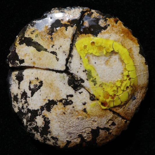 Rundbild im Set mit Druck Gelb Beige Braun Schwarz Kringel