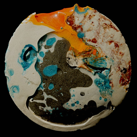 Rundbild im Set mit Druck Orange Blau Weiß Grau