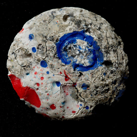 Rundbild im Set mit Druck Schwarz Weis Rot Blau Kringel