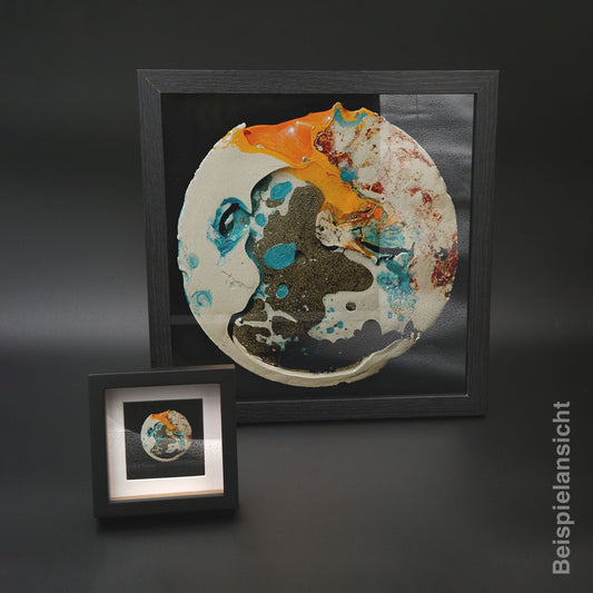 Rundbild im Set mit Druck Orange Blau Weiß Grau