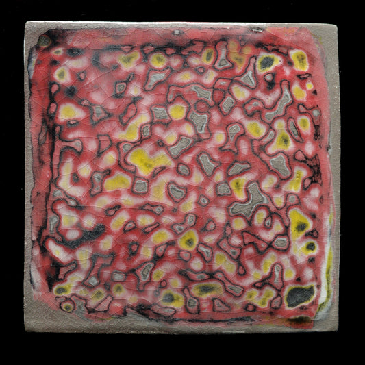 Untersetzer schwarz rot gelb flimmern